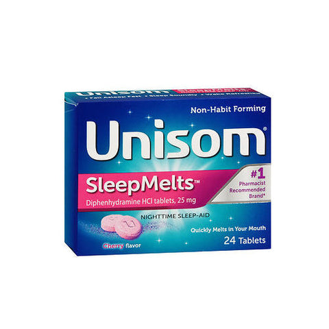 Unisom, Sleepmelts Nighttime Sleep-Aid Diphenhydramine Hcl Tablets Cherry, 25 Mg, 24 Count Unisom