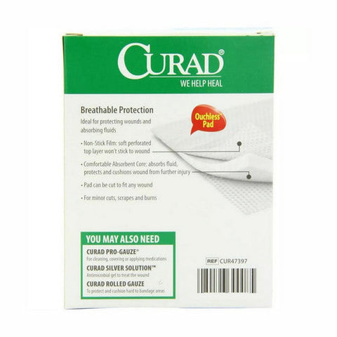 Curad, Non-Stick Pads With Adhesive Tabs 3 X 4 Inches, 10 Count Curad