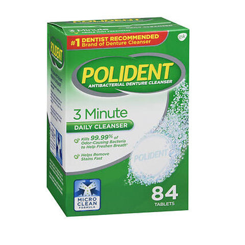 Polident, 3 Minute Antibacterial Denture Cleanser Tablets, 84 Count Polident