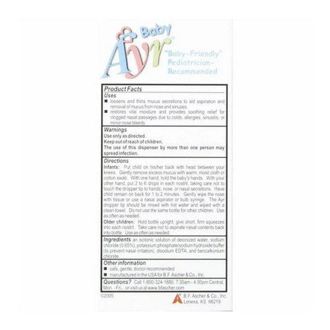 Ayr, Babys Saline Nose Spray Drops, 30 Ml